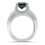 2.6Ct Princess Cut Black Diamond Stylish Solitaire Ring 14K White Gold Finish