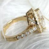 1.2ct Heart Cut Simulated Diamond Halo Engagement Ring 14k Yellow Gold Plated