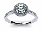 1.3ct Round Cut Diamond Accent Halo Solitaire Engagement Ring 14k Gold Finish