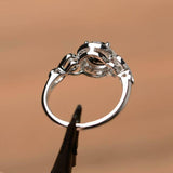 1.6ct Engagement Ring Round Cut Black Diamond Halo Solitaire 14k White Gold Over