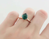 1.5ct Oval Cut Green Emerald Engagement Ring 4 Prong Solitaire 14k RoseGold Over