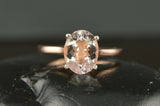 2Ct Oval Cut Peach Morganite Engagement Solitaire Ring 14K Rose Gold Finish