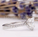 1.2ct Heart Simulated Diamond Solitaire with Accents Ring 14k White Gold Plated