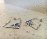 1.5ct Asscher Cut Blue Aquamarine Art Deco Drop Earrings 14k White Gold Finish