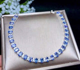 25Ct Oval Cut Tanzanite Diamond Partywear Tennis Necklace 14K White Gold Finish