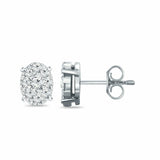 2Ct Round Cut Diamond Oval Shape Cluster Stud Earrings 14K White Gold Finish