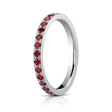 1ct Round Cut Pink Ruby Wedding Band Full Eternity Stackable 14k White Gold Over