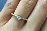 0.7ct Round Cut Diamond Engagement Ring Bezel Set Solitaire 14k Rose Gold Finish