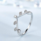 0.5ct Round Cut Diamond Wedding Ring Band 14k White Gold Over Curved Leaf Bridal