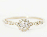 Solitaire with Accent Engagement Ring 2ct Round Cut Diamond 14k Yellow Gold Over