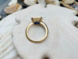 1.4ct Engagement Ring Emerald Cut Blue Sapphire Solitaire 14k Yellow Gold Finish