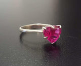 1.5ct Engagement Ring Heart Cut Pink Ruby Solitaire Women 14k White Gold Finish