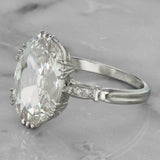 3Ct Oval Cut Diamond Solitaire with Accent Engagement Ring 14K White Gold Finish