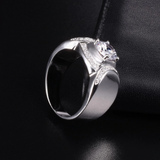 2.6ct Round Cut Diamond Fancy Engagement Wedding Ring Mens 14k White Gold Finish