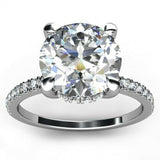 2.1ct Round Cut Diamond Accents Solitaire Engagement Ring 14k White Gold Finish