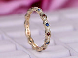 1ct Round Cut Blue Sapphire Garnet Eternity Wedding Band 14k Yellow Gold Finish