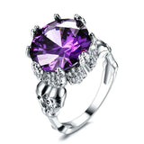 4ct Round Cut Purple Amethyst Engagement Ring 14k WhiteGold Finish Antique Women