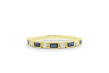 1ct Baguette Cut Blue Sapphire Half Eternity Wedding Band 14k White Gold Finish