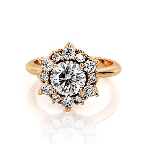 1.5ct Round Cut Diamond Engagement Ring 14k Rose Gold Finish Halo Solitaire