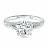 2.2ct Engagement Ring Round Cut Diamond Split Shank Design 14k White Gold Finish