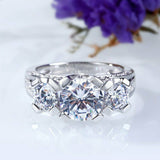 4Ct Round Cut Diamond Three Stone Vintage Engagement Ring 14K White Gold Finish