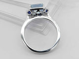 2ct Asscher Cut Blue Aquamarine Art Deco Engagement Ring 14k White Gold Finish