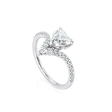 2.5ct Heart Diamond Engagement Ring V Shaped Stylish Curved 14k White Gold Over