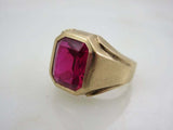 5ct Emerald Cut Pink Ruby Solitaire Mens Engagement Ring 14k Yellow Gold Finish