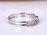 1.9ct Round Cut Yellow Citrine Bridal Set Engagement Ring 14k White Gold Finish