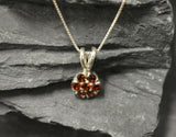 1.6ct Red Garnet Pendant Round Cut Cluster 14k White Gold Finish NO CHAIN