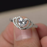 Double Heart Shape Engagement Ring 2ct Heart Cut Diamond 14k White Gold Finish