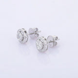 1.7ct Stud Earrings Marquise Cut Diamond Cluster Halo 14k White Gold Finish