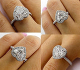 4Ct Heart Cut Diamond Hidden Halo Solitaire Engagement Ring 14K White Gold Over