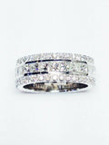 5Ct Princess Round Cut Diamond 3 Row Eternity Wedding Band 14K White Gold Finish