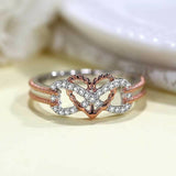 1Ct Round Cut Diamond Heart Infinity Design Engagement Ring 14K Dual Gold Finish