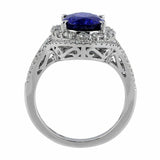 5Ct Oval Cut Blue Sapphire Vintage Cocktail Engagement Ring 14K White Gold Over