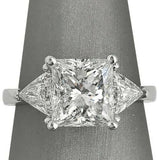 3Ct Princess Cut Diamond Trillion Accent Three Stone Ring 14K White Gold Finish