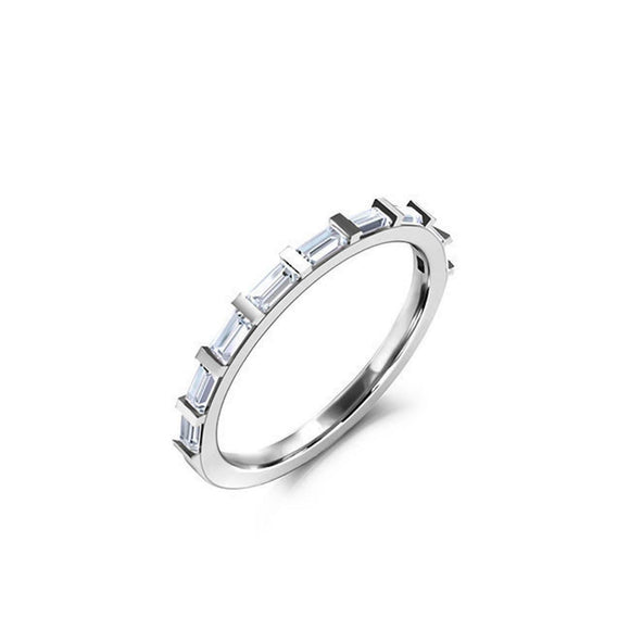 Channel Set Half Eternity Band 0.54ct Baguette Cut Diamond 14k White Gold Finish