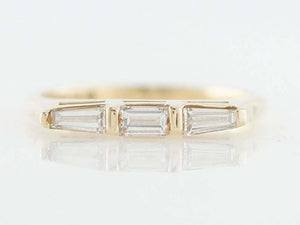 0.3ct Baguette Cut VVS1D Diamond Wedding Band Minimalist 14k Yellow Gold Finish