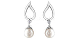 0.01ct Round Simulated Diamond Pearl Tear Drop Earrings 14k White Gold Plated