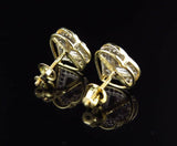 0.7ct Round Cut Diamond Dual Heart Stud Earrings Women 14k Yellow Gold Finish