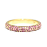 2ct Round Cut Pink Sapphire Three Row Eternity Wedding Band 14k Yellow Gold Over