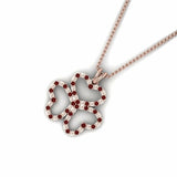 0.5ct Round Cut Red Garnet Heart Clover Pendant 14k Rose Gold Finish NO CHAIN