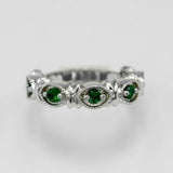 1.5ct Round Cut Green Emerald Wedding Band Half Eternity 14k White Gold Finish