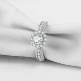 2.5ct Round Cut Diamond Milgrain Solitaire with Accent Ring 14k WhiteGold Finish