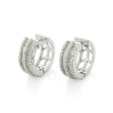 2.7ct Huggies Earrings Baguette Cut Diamond Wide Cluster 14k White Gold Finish