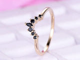 1ct Marquise Cut Black Diamond Stackable Curved Crown Ring 14k Rose Gold Finish