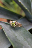 1ct Round Green Peridot Engagement Ring Leaf Vine Solitaire 14k Rose Gold Finish