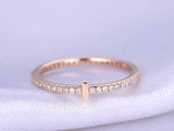 1ct Round Cut Diamond Vertical Bar Eternity Minimalist Band 14k Rose Gold Finish