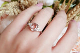 1.5ct Oval Peach Morganite Engagement Ring 14k White Gold Finish Trilogy Promise